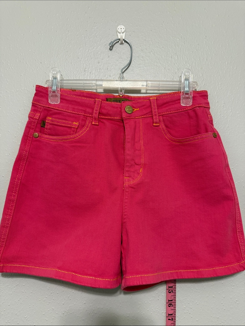 Judy Blue Bright Hot Pink High-Waist Denim Shorts